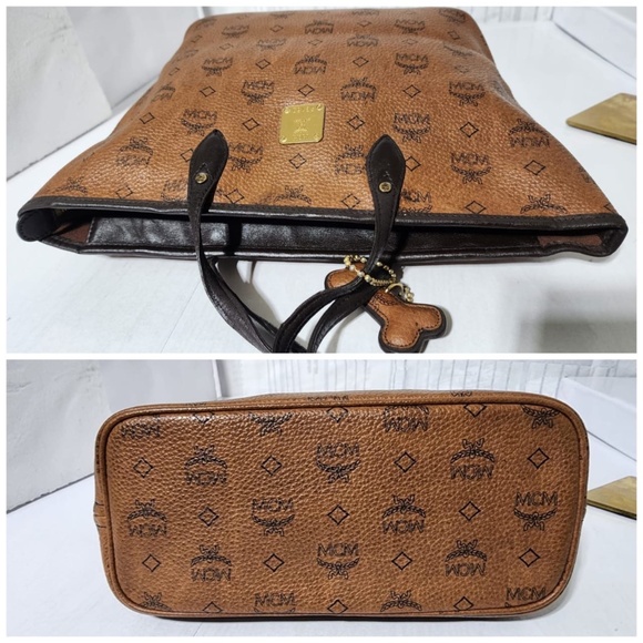 Authentic MCM  Visetos Dog Bone Shopper Tote Brown - Picture 9 of 15